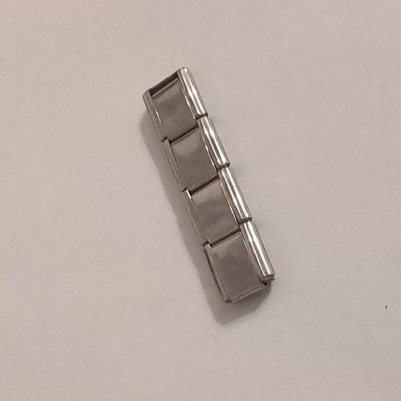 4 Silver Blank Italian Link Stainless Steel Charm for Nomination Style Bracelet - Picture 3 of 4
